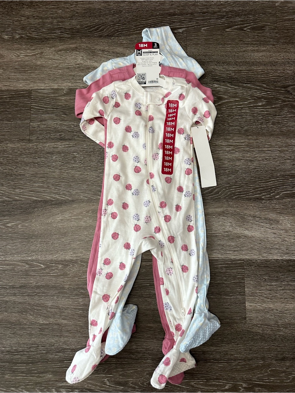 Sleep & Play Pack of 3 Girls 18M Organic Cotton